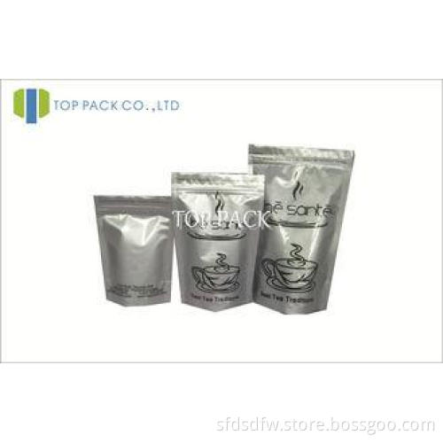 Resealable Foil Stand Up Pouches With Zipper For Tea Packag